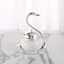 Axyaa Swan Sugar Cup & Seasoning Bottle Set | European Zinc Alloy Glass Kitchen Decor
