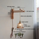 Axyaa Vintage LED Wall Lamp Amber Glass Wood Wabi Sabi Arandela
