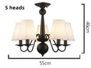 Axyaa Black Iron Chandelier with Cloth Lampshade, E14 Candle Light Holder