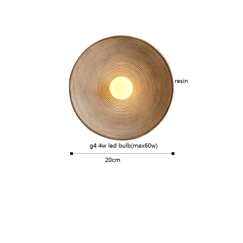 Axyaa Round Resin LED Wall Sconce Light Japanese Style Wandlamp