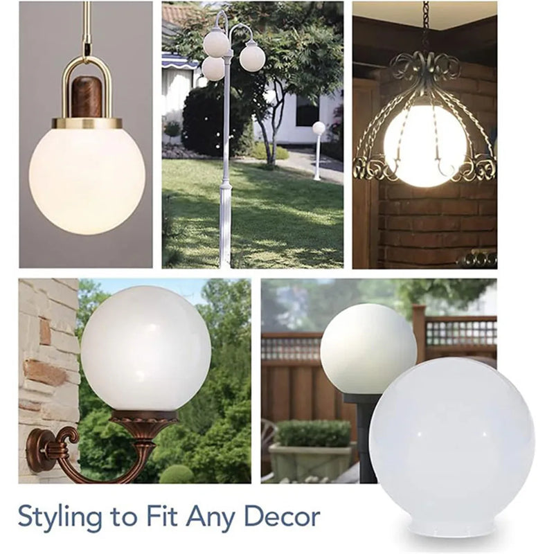 Axyaa White Acrylic Neck Shade for Outdoor Post Light - Replacement Globe Cover