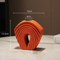 Axyaa Geometric Fold Ceramic Vase Sector Flower Vase Home Decor Hollow Handicrafts