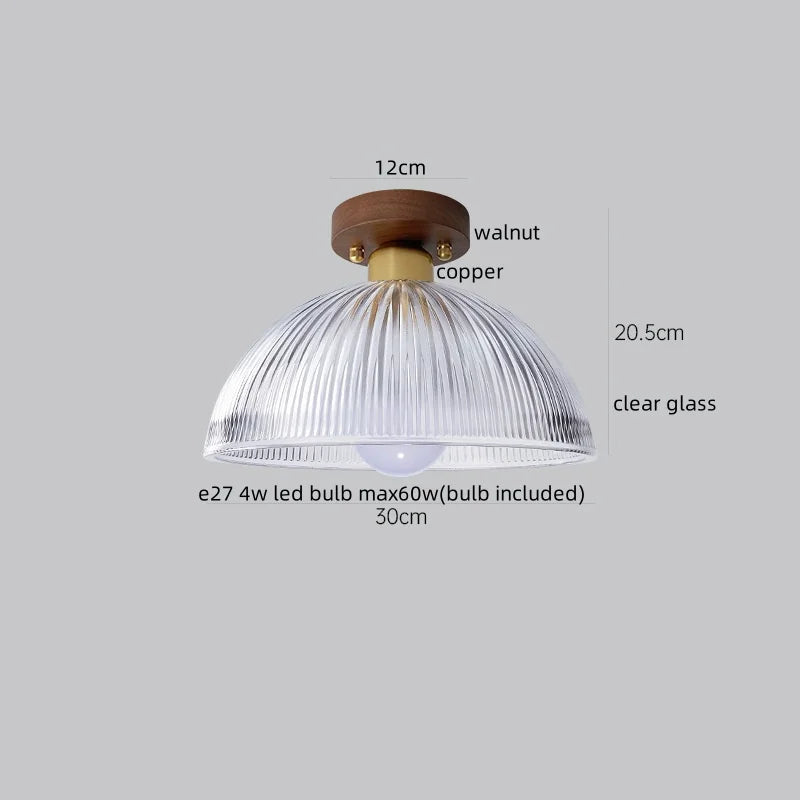 Axyaa Modern Wood Glass LED Ceiling Light for Kitchen Living Room Decor
