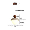 Axyaa Yellow Travertine Glass LED Pendant Lamp Vintage Wood Kitchen Island Hanging Light