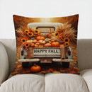 Axyaa Spotted Pumpkins & Autumn Leaves Pillow Cover for Sofa, Bedroom, Car