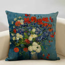 Axyaa Sunflower Oil Printed Cushion Cover - Van Gogh Inspired Decor Pillow Case