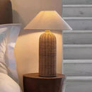 Axyaa Handmade Rattan Weave Table Lamp LED Fabric Shade Bedroom Study Decor