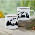 Enamel Mountain Mug with Handle by Axyaa. Best Camping Gift for Outdoor Lovers