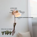 Axyaa Nordic Modern Wood Amber Glass LED Wall Sconce Stair Light FixtureLampara