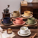 Axyaa Nordic Coarse Pottery Coffee Cup and Saucer Set, Japanese Ceramic Retro Style