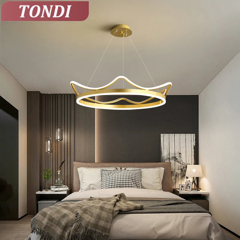 Modern Nordic LED Crown Chandelier by Axyaa - Elegant Lighting Fixture for Dining Room