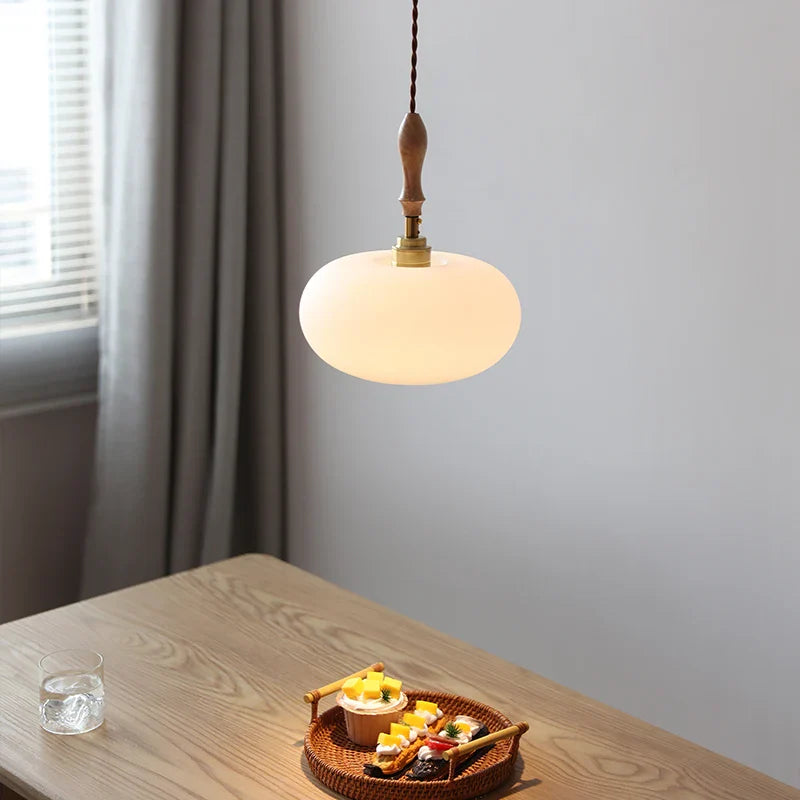 Axyaa White Glass LED Pendant Lights - Modern Nordic Decor Hanging Lamp