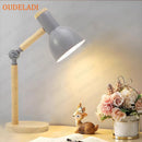 Axyaa Round Wood Bottom Adjustable Reading Table Lamp - Children's Eye Protection Lamp - Bedroom Study Desk Lamp