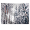 Axyaa Snowy Forest Tapestry Tree Wall Hanging for Home Decor