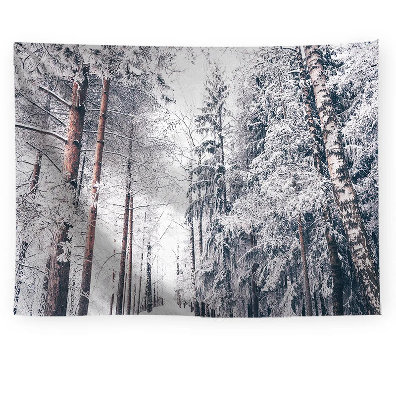 Axyaa Snowy Forest Tapestry Tree Wall Hanging for Home Decor