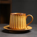 Axyaa Retro Coarse Pottery Coffee Cup and Saucer Set