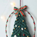Handwoven Macrame Christmas Tree Wall Hanging with Bells & Snowflake - Axyaa Boho Decor