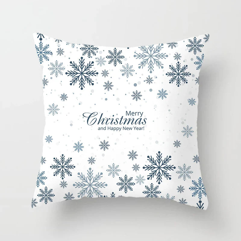 Blue Winter Snowflake Pillowcase for Stylish Christmas Decor by Axyaa
