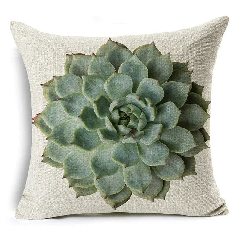 Axyaa Tropical Plants Linen Cushion Cover 45x45cm - Decorative Sofa Bed Pillow Case