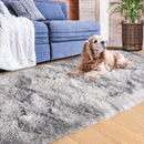 Axyaa Tie-Dye Memory Foam Plush Rug, Light Gray Large Rug for Living Room & Bedroom