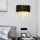 Axyaa Crystal LED Wall Sconce: Modern Black Wall Lamp for Bedroom, Corridor, Stairs