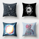Axyaa Cartoon Star Astronaut Pillow Cover 45x45cm - Cute Moon Rocket Design.