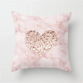 Pink Glitter Letter Flower Geometric Cushion Cover by Axyaa