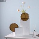 Axyaa Geometric Marble Vase: Creative Acrylic Flowers Display, Room Aesthetic Decor