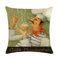 Axyaa Chef Portrait Oil Painting Cotton Linen Throw Pillow Cover 45X45CM