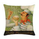 Axyaa Chef Portrait Oil Painting Cotton Linen Throw Pillow Cover 45X45CM