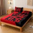 Axyaa Red and Black King Pattern Fitted Sheet Set for Stylish Bedroom Decor