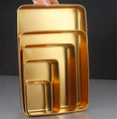 Axya Stainless Steel Gold Plate Set with Lid Cover - Rectangle Baking Pan Tray