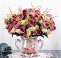 Axyaa Ceramic Vase & Flower Arrangement Set - Home Decor Crafts