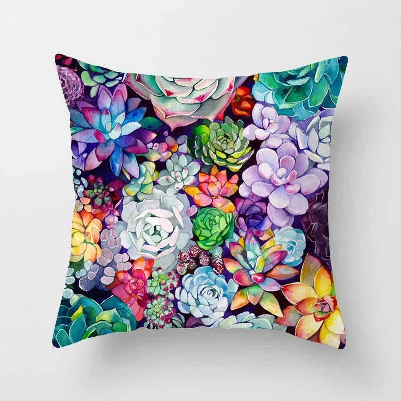 Axyaa Cactus Plants Pattern Cushion Cover Throw Pillow for Sofa Chairs