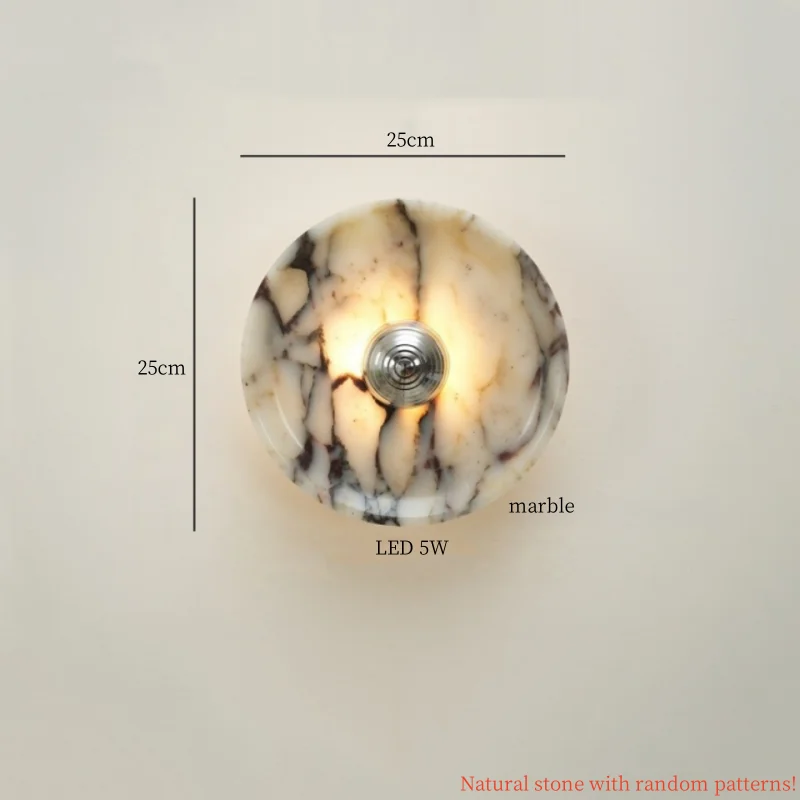 Axyaa Circular Marble LED Wall Lamps Nordic Minimalism Living Room Lights
