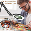 Axyaa LED Magnifying Glass Light Clamp | 3 Color Modes Dimmable Lens Magnifier