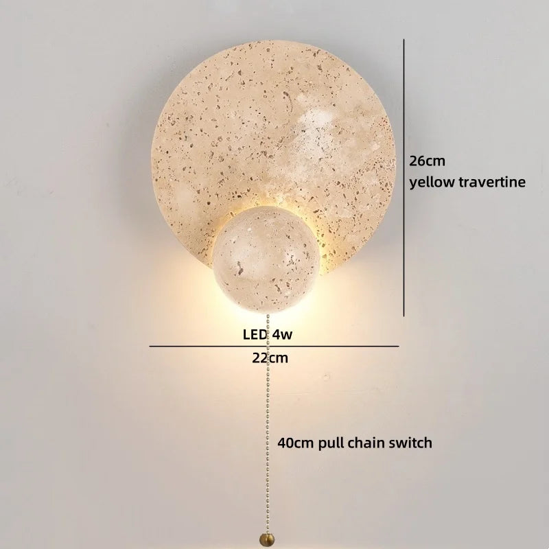 Axyaa LED Pull Chain Wall Light Yellow Travertine Stair Lamp