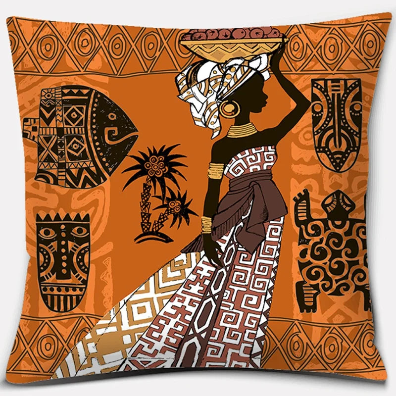 Ethnic African Women Pillowcase by Axyaa | Polyester Cushion Cover for Car & Sofa
