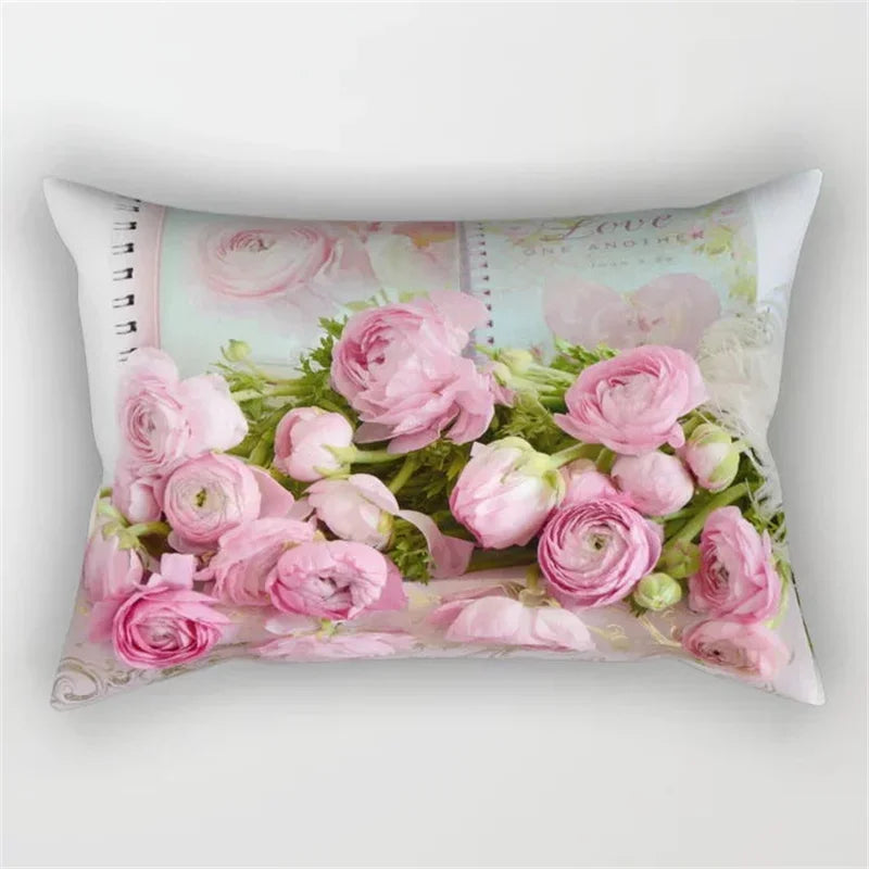 Pink Flower Polyester Pillowcase - Romantic Girl Room Aesthetic Decor