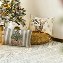 Axyaa Christmas Snowman Reindeer Pillow Case - Winter Holiday Striped Cushion Cover