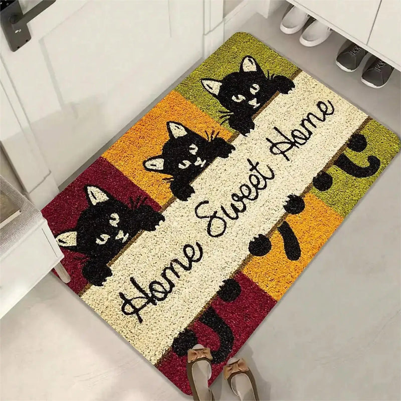 Axyaa Cat Pattern Door Mat - Non-Slip Washable Small Rug for Home Decoration