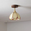 Axyaa Glass Wood LED Ceiling Lamp Modern Indoor Lighting for Kitchen Living Room