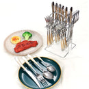 Axyaa Stainless Steel Tableware Set: Steak Knife, Fork, Dessert Spoon - 24pcs