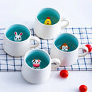 Axyaa Cute Animal Ceramic 3D Mug - Coffee Tea Breakfast Cup Gift