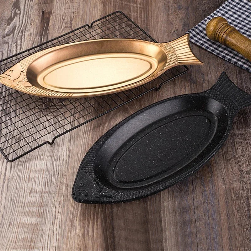 Axya Stainless Steel Steamed Fish Plate, Creative Egg Plate, Barbecue Tray - Korean Style