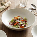Axyaa Ceramic Salad Bowl for Restaurant Tableware, White Wave Mouth Dessert Sashimi Soup Bowl