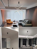 Nordic LED Line Chandelier for Duplex, Villa & Restaurant - Axyaa