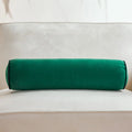 Axyaa Velvet Bolster Pillow - Corded Edge, Removable Cover - Cylindrical Neck Roll - 17.5x56cm