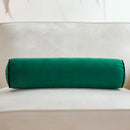 Axyaa Velvet Bolster Pillow - Corded Edge, Removable Cover - Cylindrical Neck Roll - 17.5x56cm