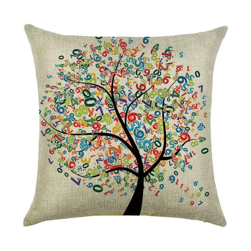 Axyaa Cartoon Pattern Linen Pillowcase - Home Sofa Decorative Cushion Cover